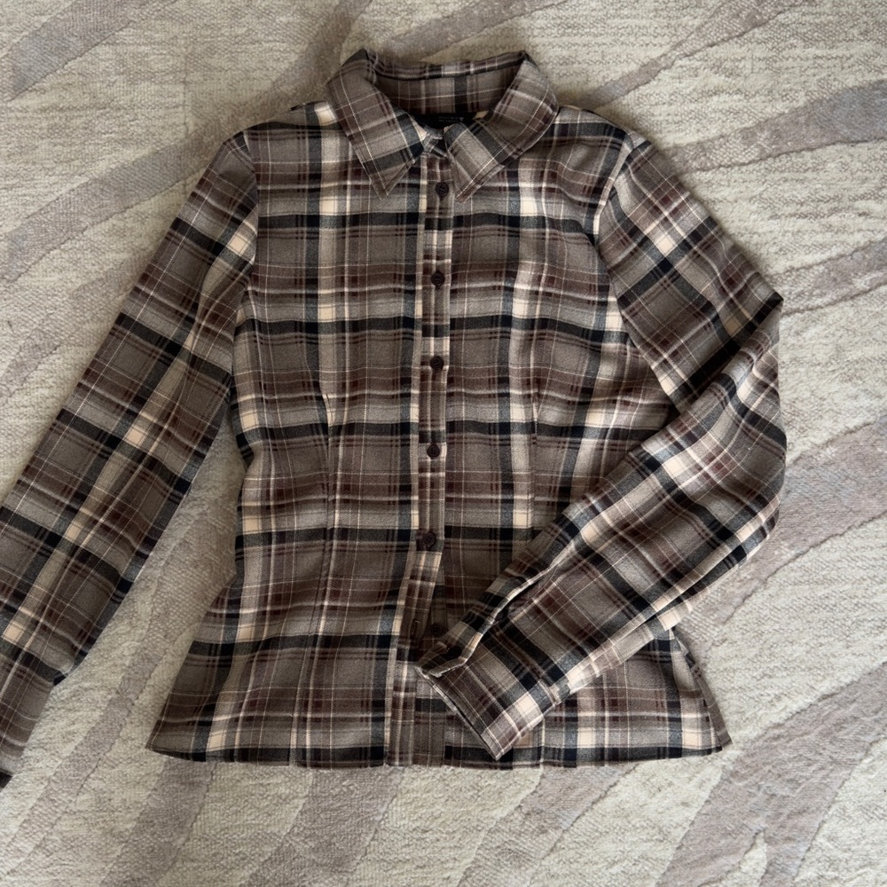 Zara fitted plaid shirt S - Picture 3 of 5